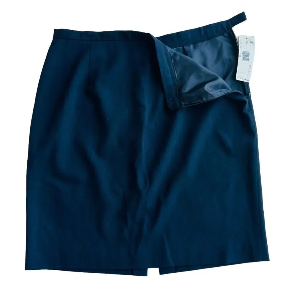 NWT Jones New York Navy Blue Wool Pencil Loire Ink Skirt sz 16